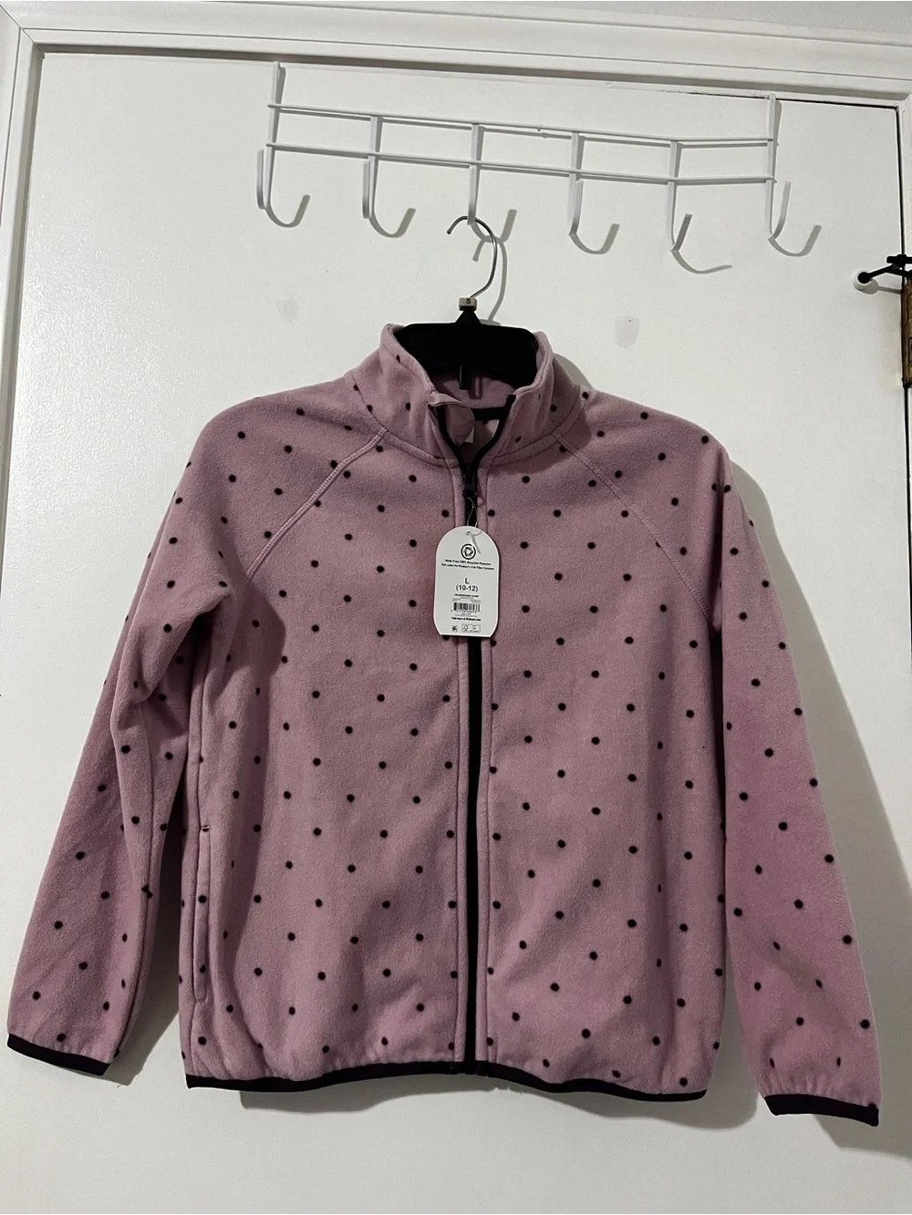 wonder nation Pink Polka Dot Full-Zip Fleece Jacket